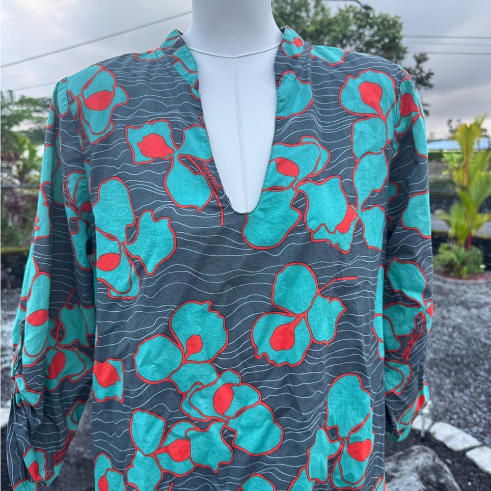 Manuheali‘i Hawaii Floral Tunic Top M 100% Cotton - Picture 3 of 10